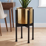 Medium Black Stand with Metal Planter 38.5cm x 18cm