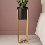 Tall Gold Planter Stand with Metal 62cm x 18cm