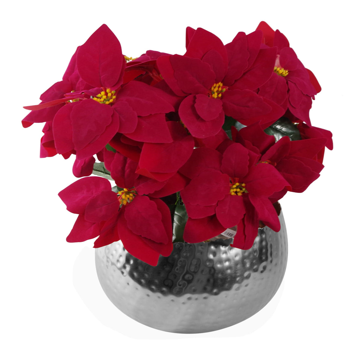 Artificial Christmas Xmas Poinsettias Table Display in Large Metal Planter – image 11