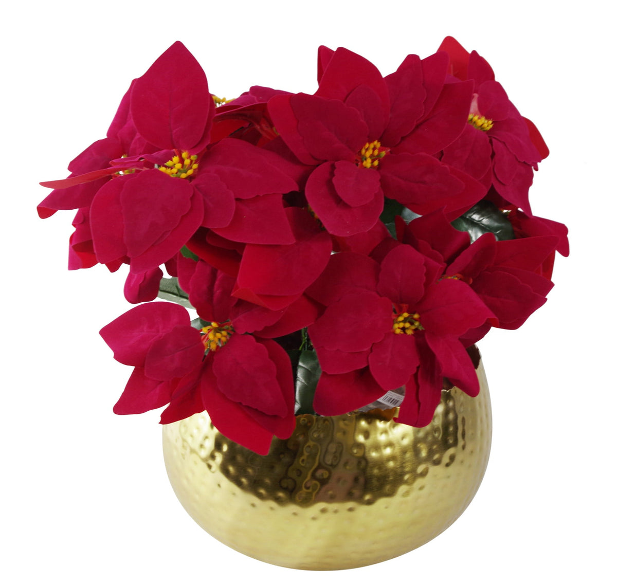 Artificial Christmas Xmas Poinsettias Table Display in Large Metal Planter – image 2