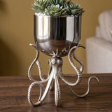 28cm Silver Metal Octopus Bowl Style Planter