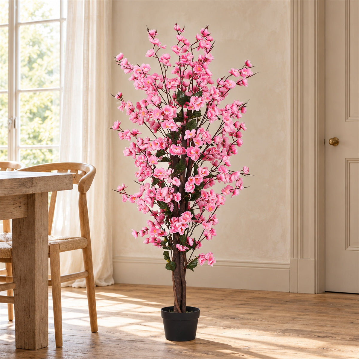 120cm Artificial Realistic Cherry Blossom Tree with Natural Trunk