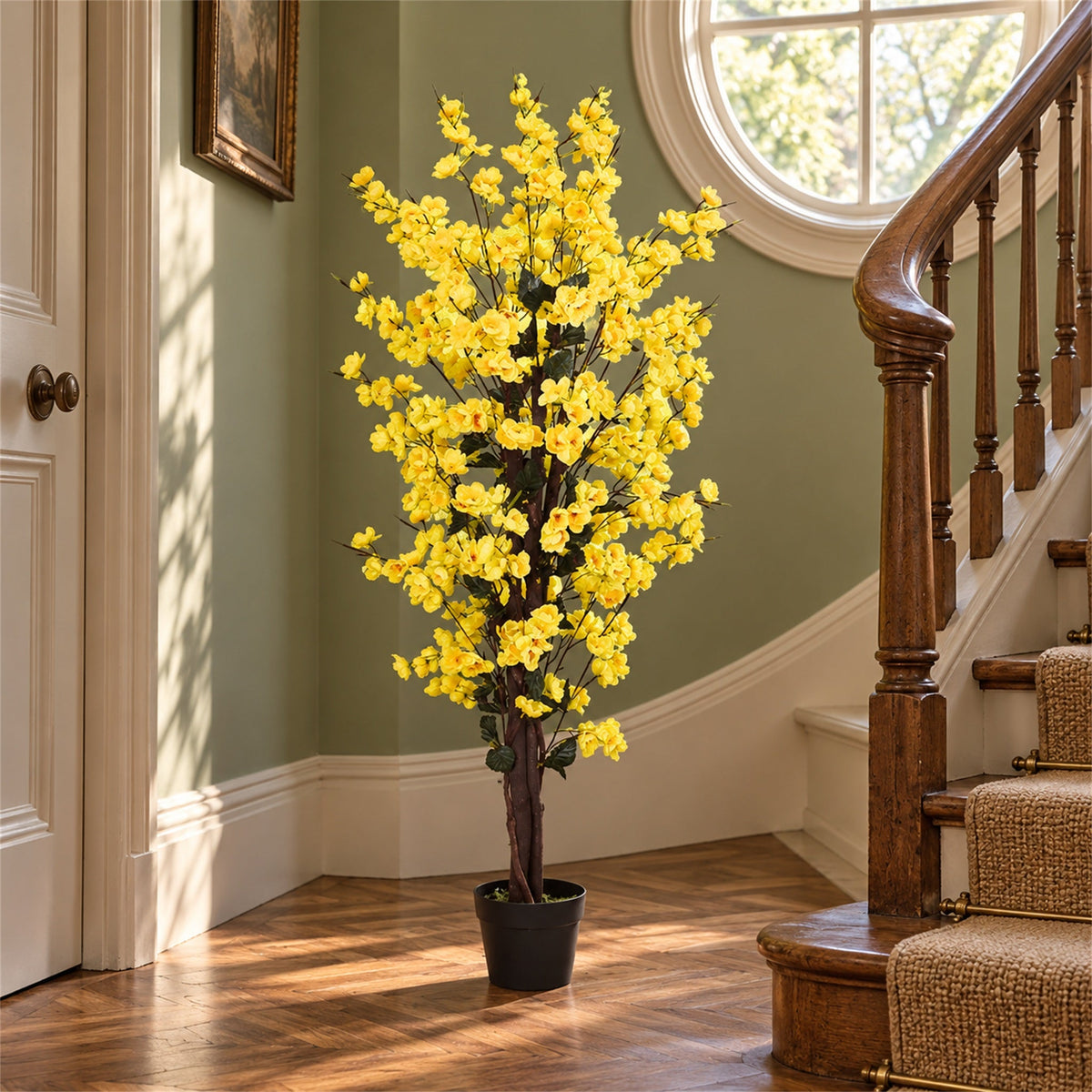 120cm Artificial Realistic Cherry Blossom Tree with Natural Trunk