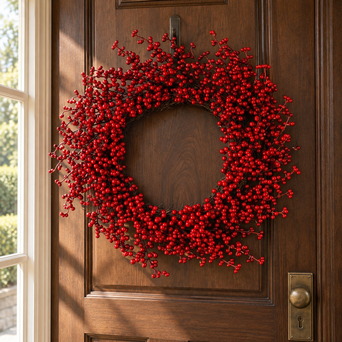 60cm Large Christmas Artificial Red Berry Floristry Wreath