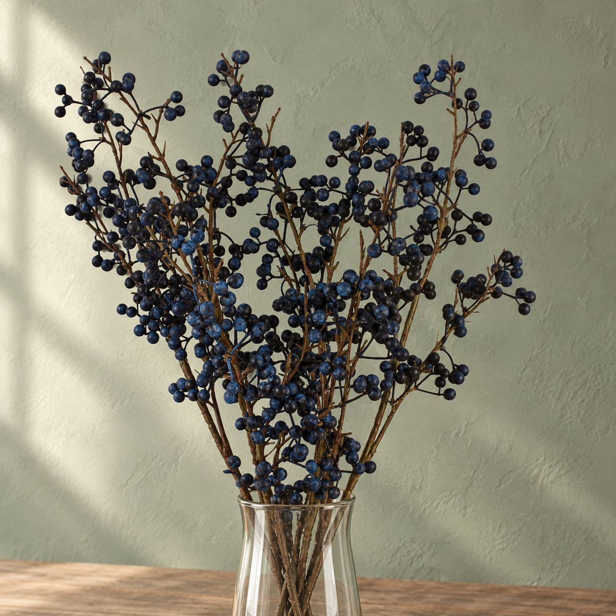 70cm Artificial Blue Berry Spray
