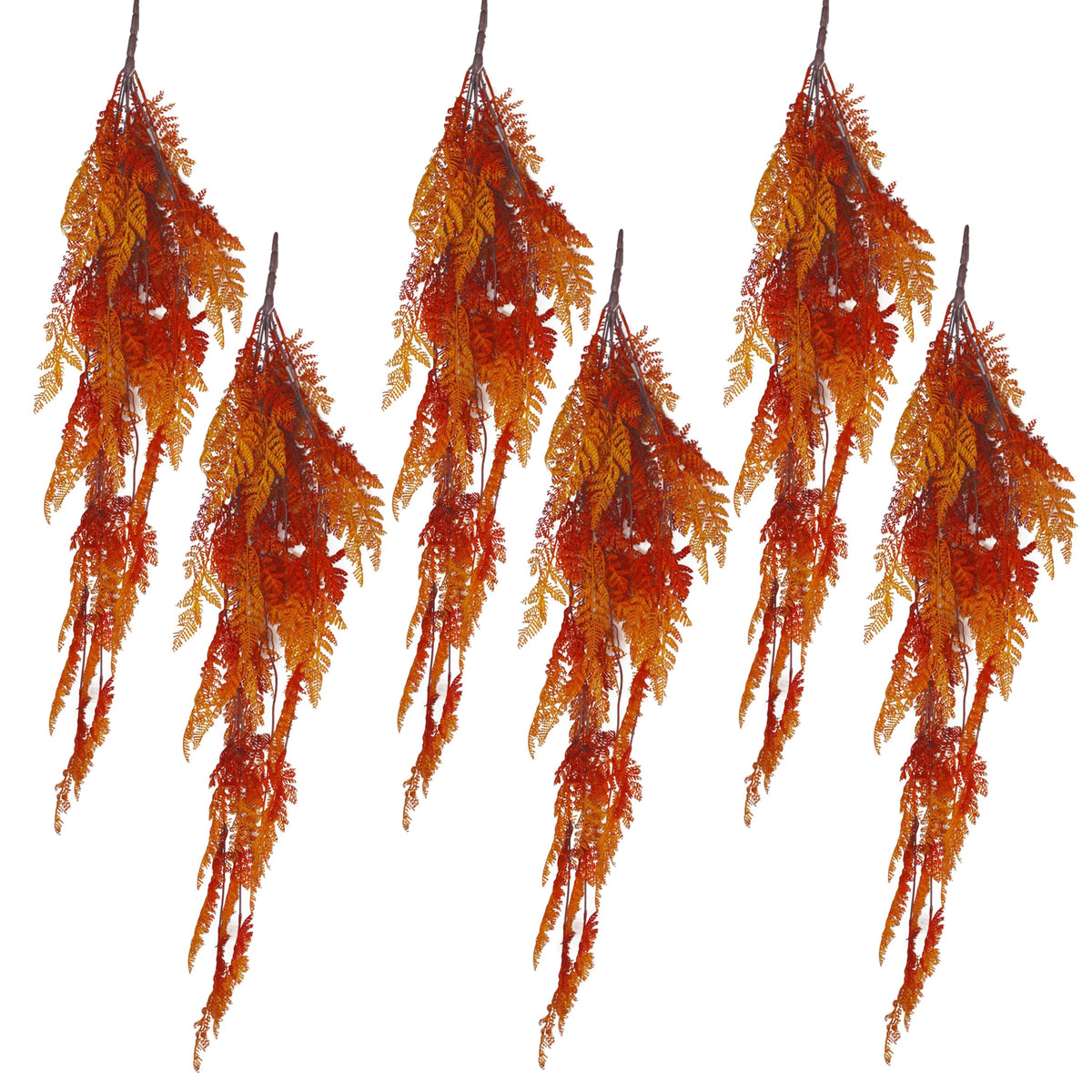 100cm Artificial Hanging Maidenhair Fern Trailing Plant Autumn Orange – image 4