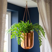 60cm Hanging Copper Planter with Artificial Evergreen Fern Plant