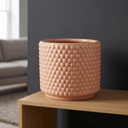 Dusty Pink Peach Raised Dots Ceramic Plant Pot 15 x 15 x 12.5cm