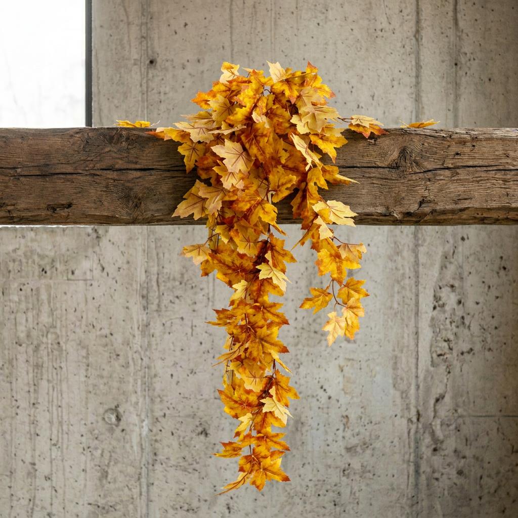 70cm Artificial Trailing Grape Ivy Plant Faux Hanging Foliage - Yellow - Single Plant