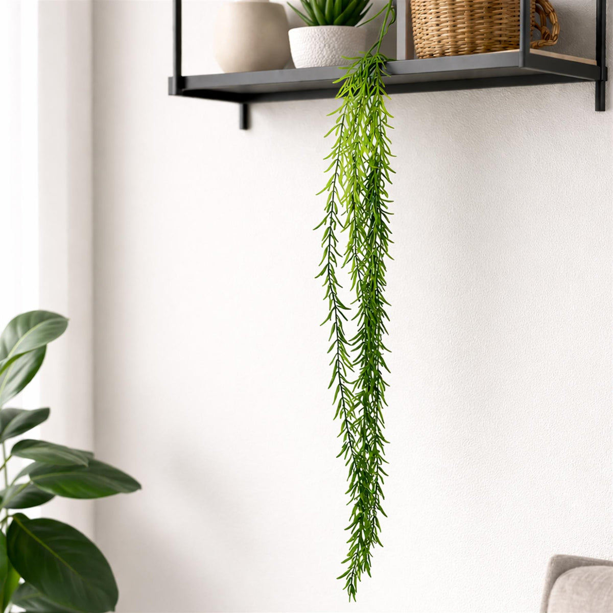 100cm Artificial Trailing Rhipsalis Style Hanging Plant - Dark Green Tips – image 4