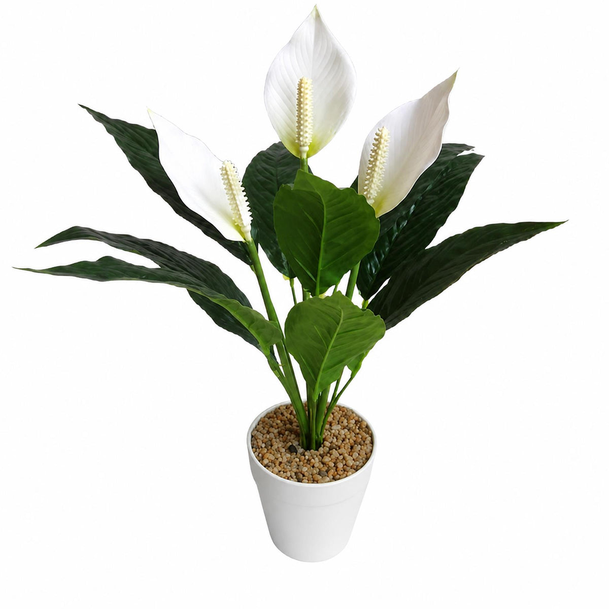 38cm Artificial Peace Lily Plant in White Pot