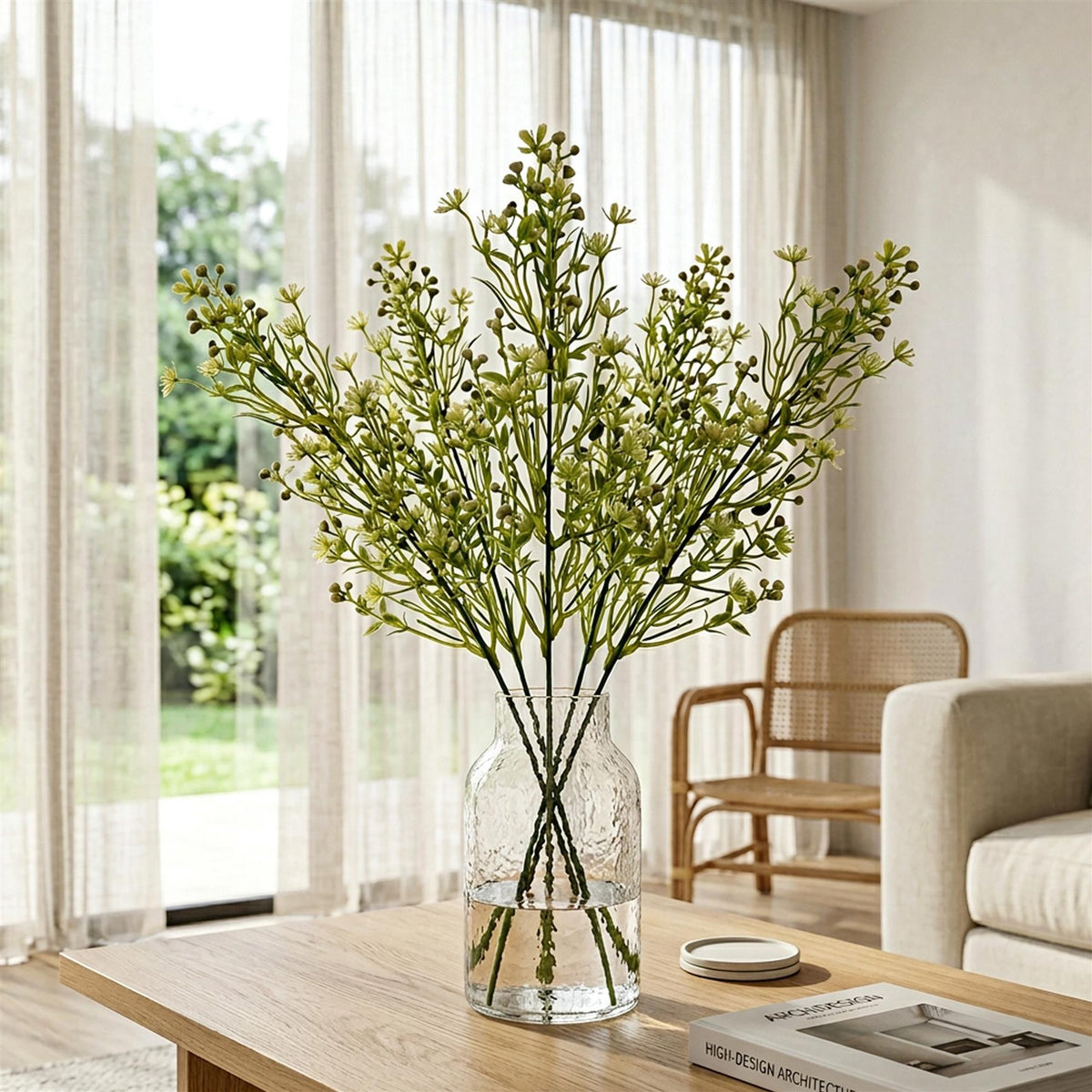 48cm Artificial Wild Berry Blossom Spray Stem Faux Green Floral Filler – image 5