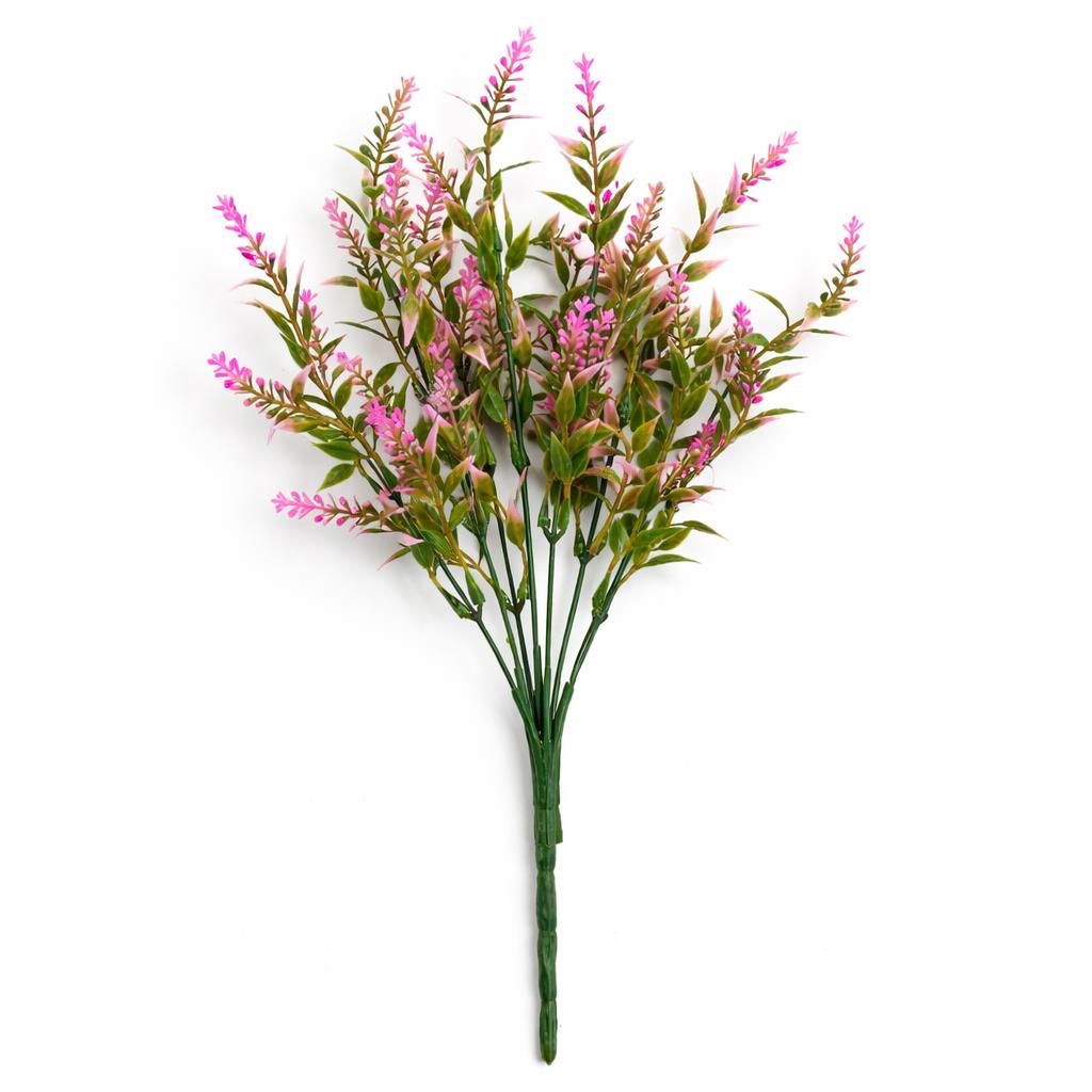 34cm Artificial Heather Stem Plant - Pink - Single Plant