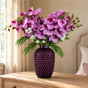 80cm Amethyst Vase Artificial Orchids and Foliage