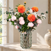 75cm Dahlia Peony Artificial Foliage Retro Vase
