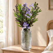 60cm Artificial Purple Starflower Display Glass Vase