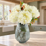 50cm Grey Glass Vase Artificial Chrysanthemums