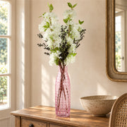 100cm White Artificial Blossom and Berries Glass Vase