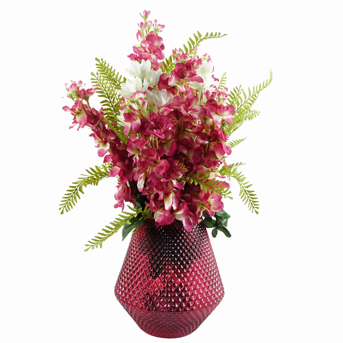 70cm Dark Pink Artificial Delphinium Flower Arrangement Pink Vase – image 2