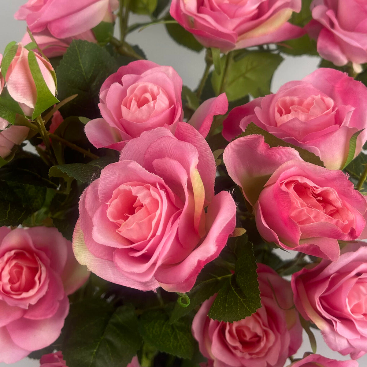 60cm Premium Artificial Rose Bush Pink Silk Flowers and Leaves – image 4