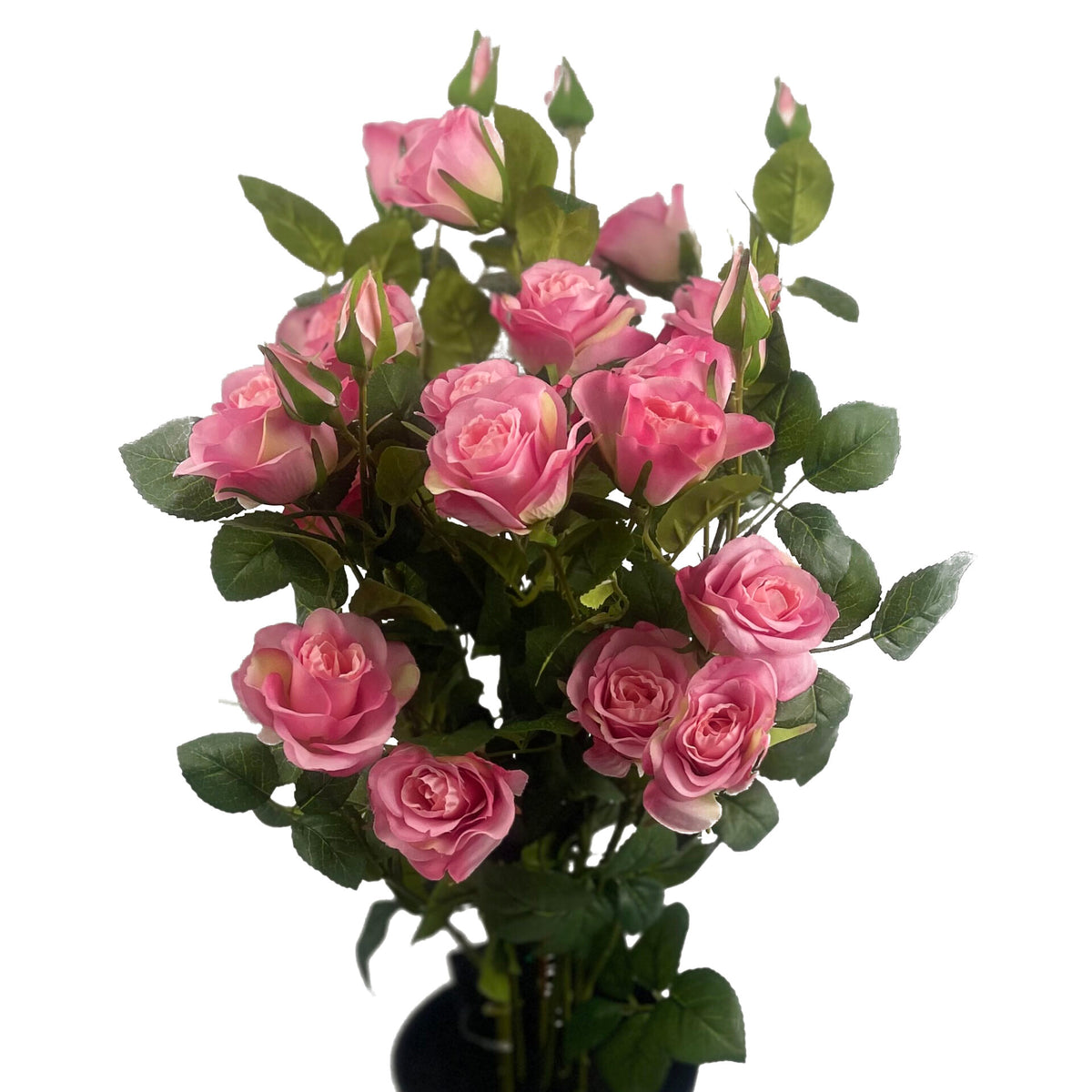 60cm Premium Artificial Rose Bush Pink Silk Flowers and Leaves – image 6