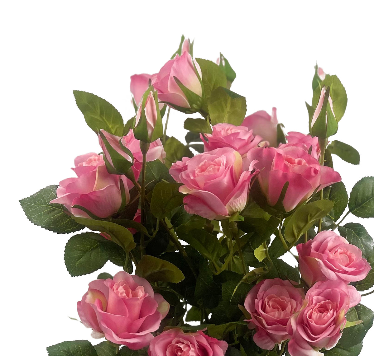 60cm Premium Artificial Rose Bush Pink Silk Flowers and Leaves – image 7