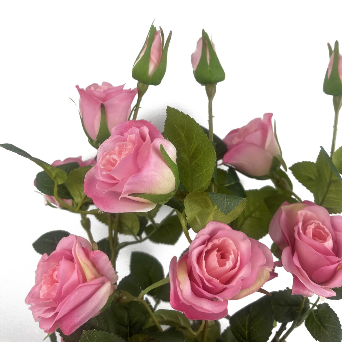 60cm Premium Artificial Rose Bush Pink Silk Flowers and Leaves – image 8