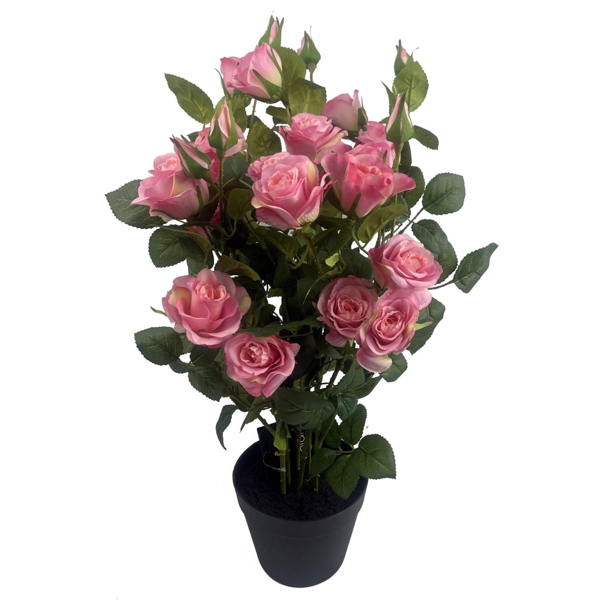 60cm Premium Artificial Rose Bush Pink Silk Flowers and Leaves
