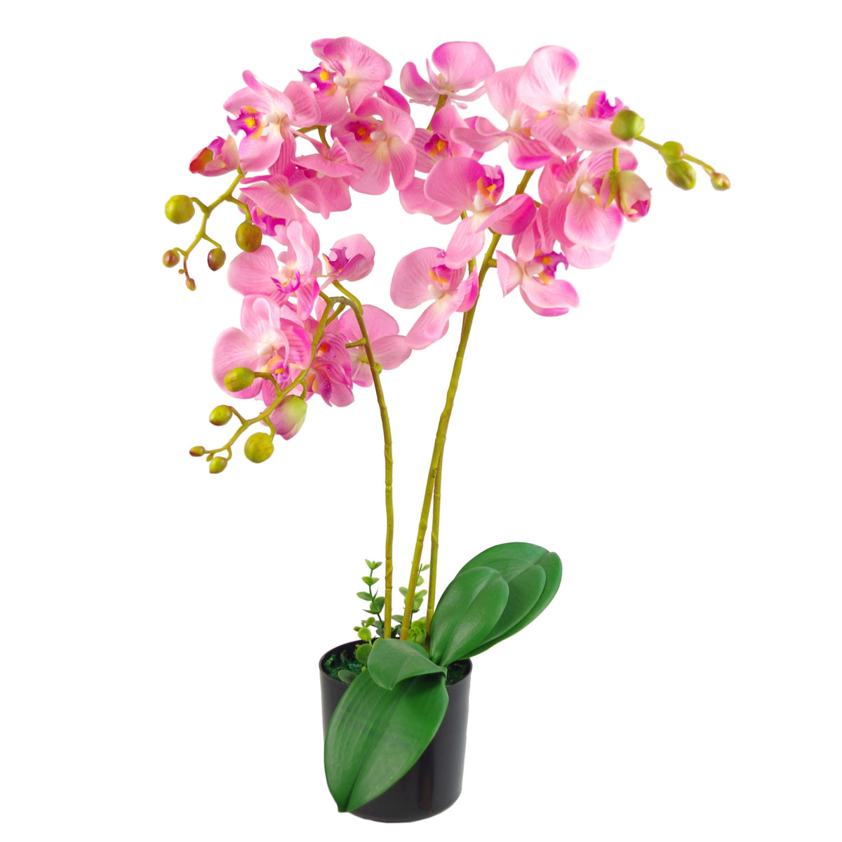 Large Artificial Orchids Display with XL Metal Bowl Planter 70x70cm – image 4