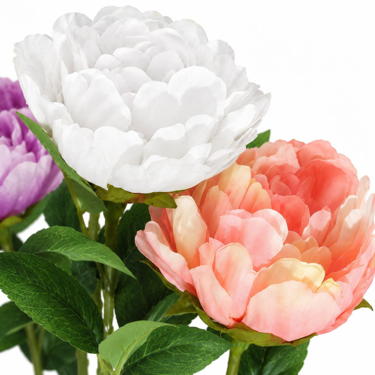 Pack of 6 x 55cm Artificial Mixed Peony Flower Stems – image 3