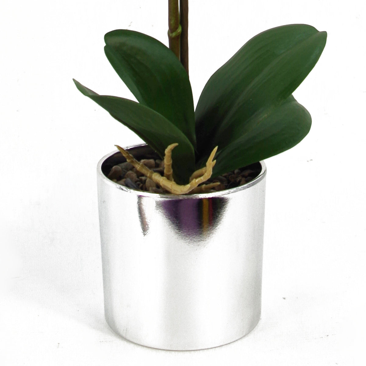 46cm Artificial Orchid White with Silver Pot – image 3
