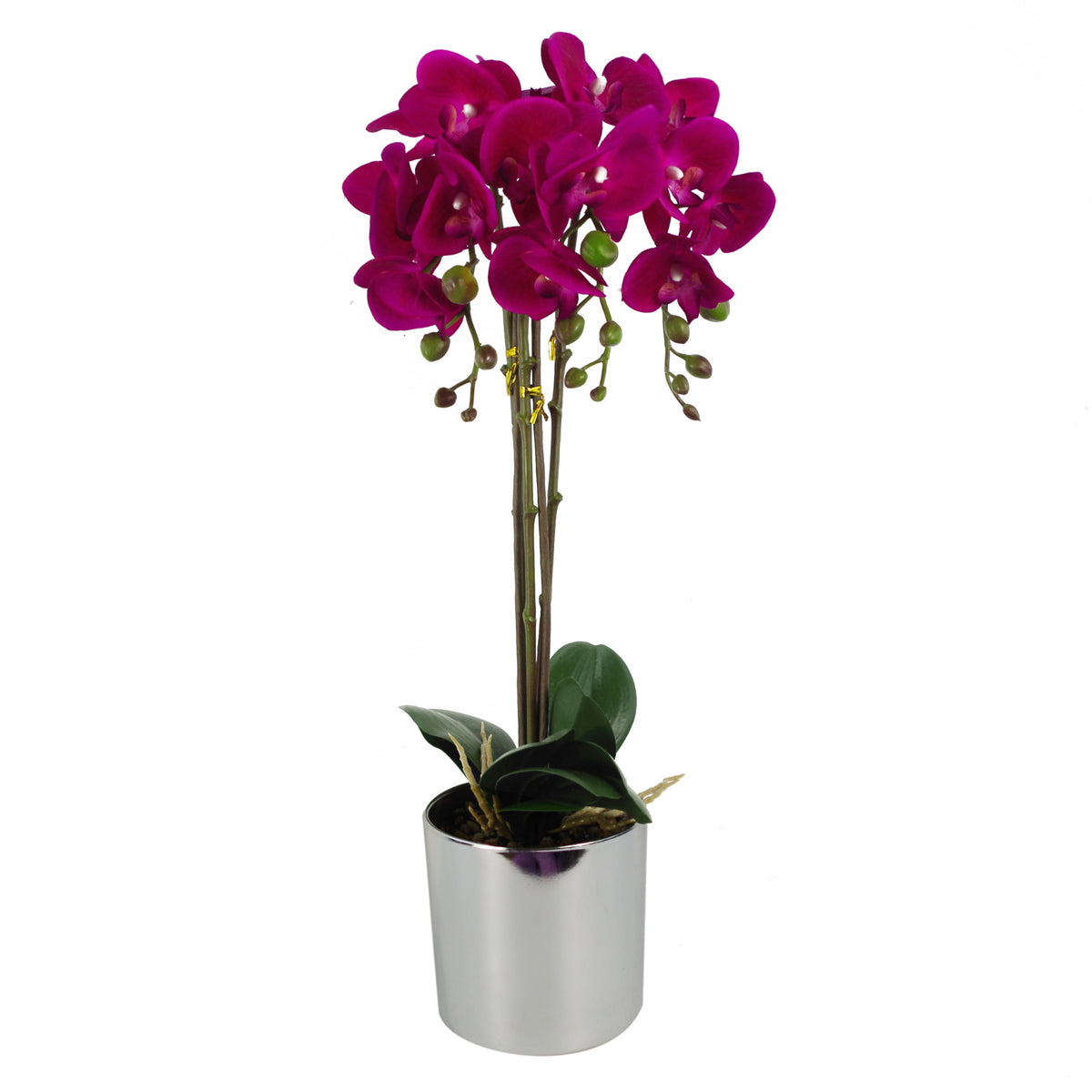 52cm Artificial Orchid Large - Dark Pink / Silver
