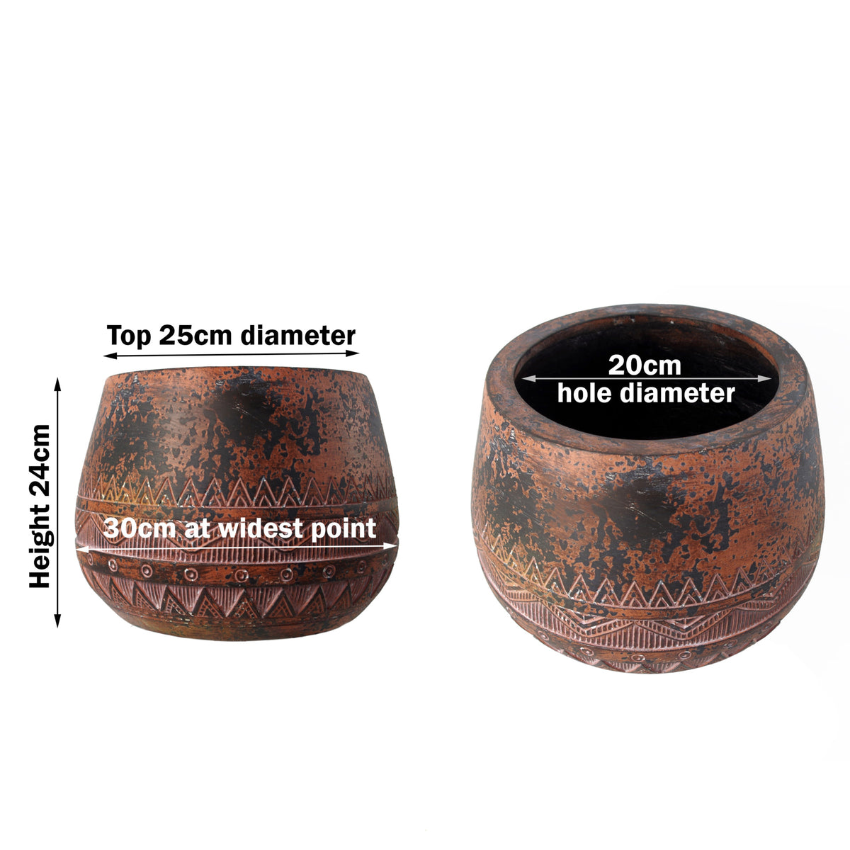 24cm x 30cm Large Zaturn Planter Brown / Black – image 3