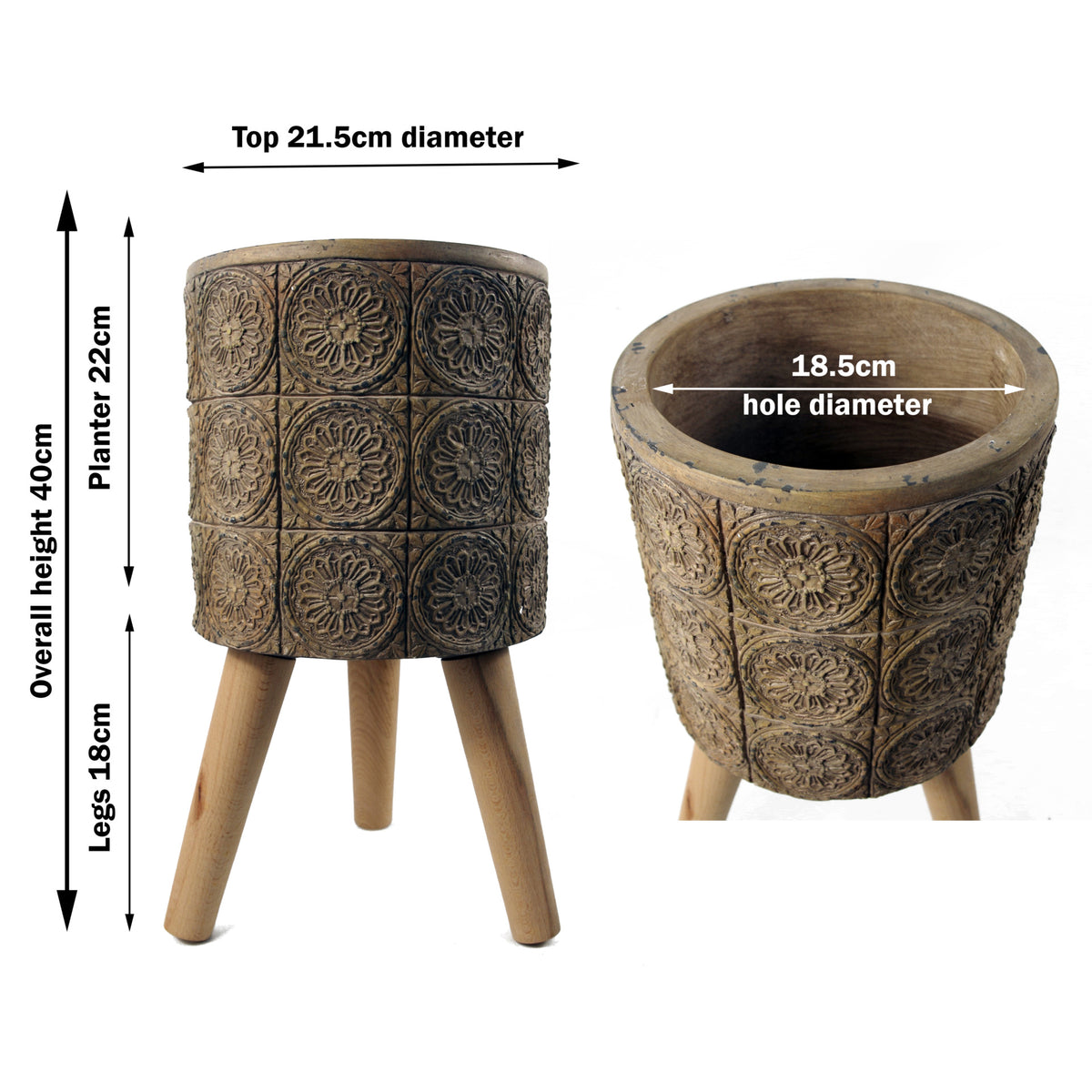 40cm x 21.5cm Zandi Flowers Composite Large Planter – image 3