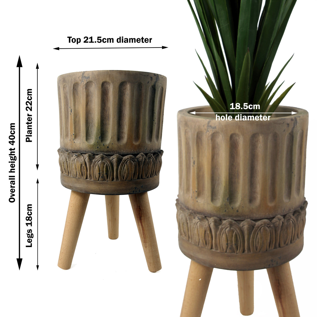 40cm x 21.5cm Zandi Roman Composite Large Planter – image 3