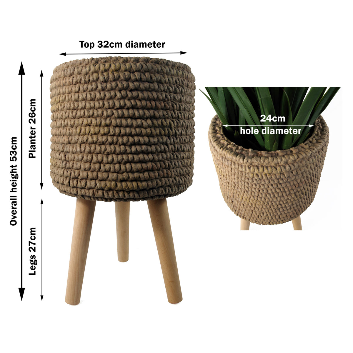 53cm x 32cm Seagrass Style Composite Large Planter – image 3