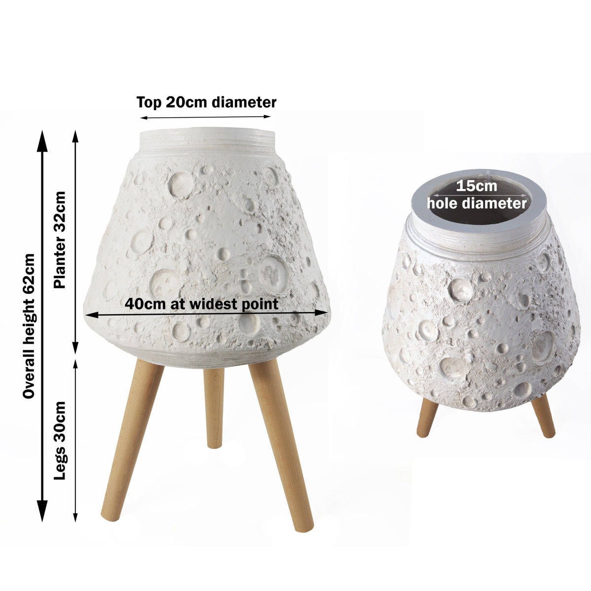 62cm x 40cm Large Lunar White Planter – image 3