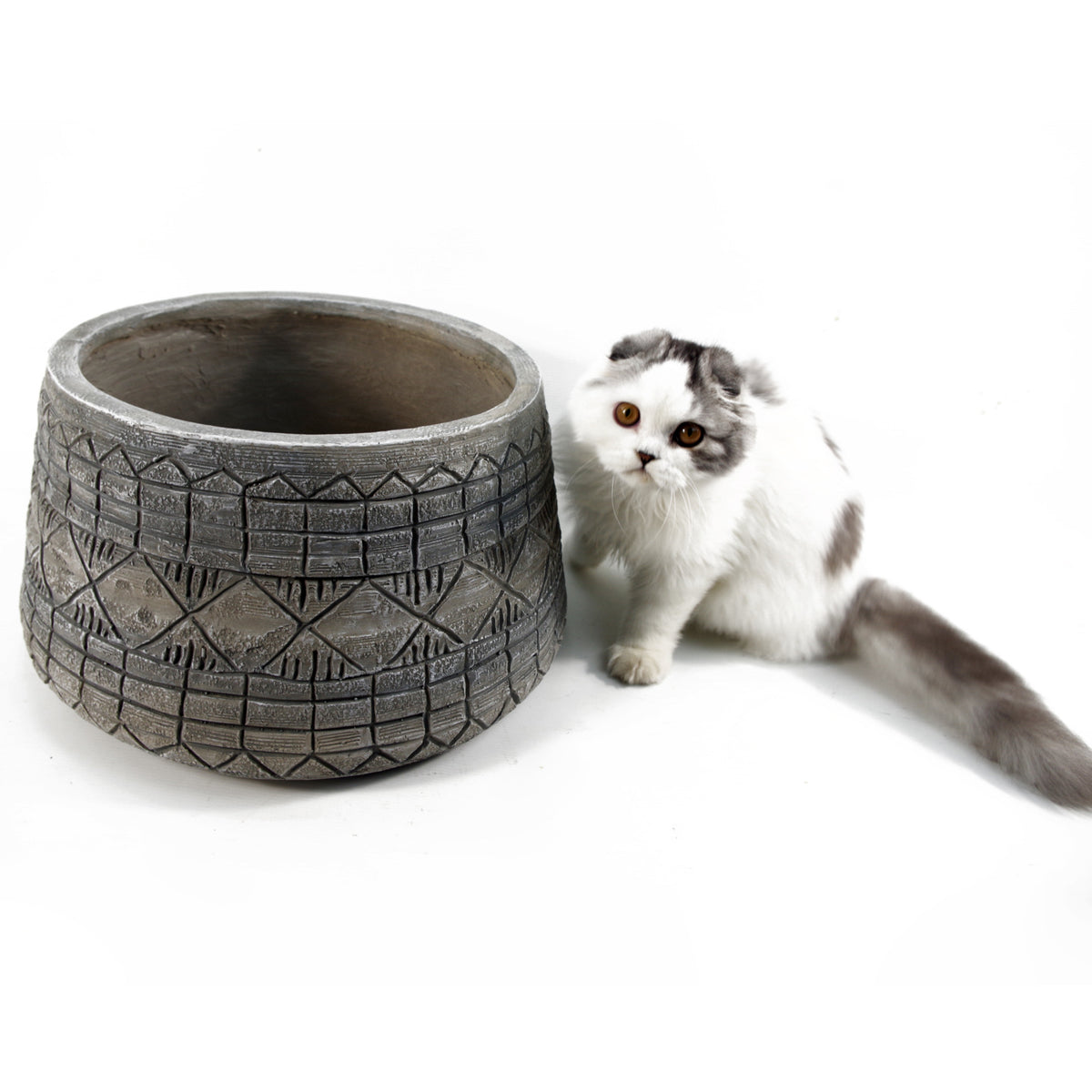 22cm x 37cm Large Grey Gliese Embossed Planter – image 5