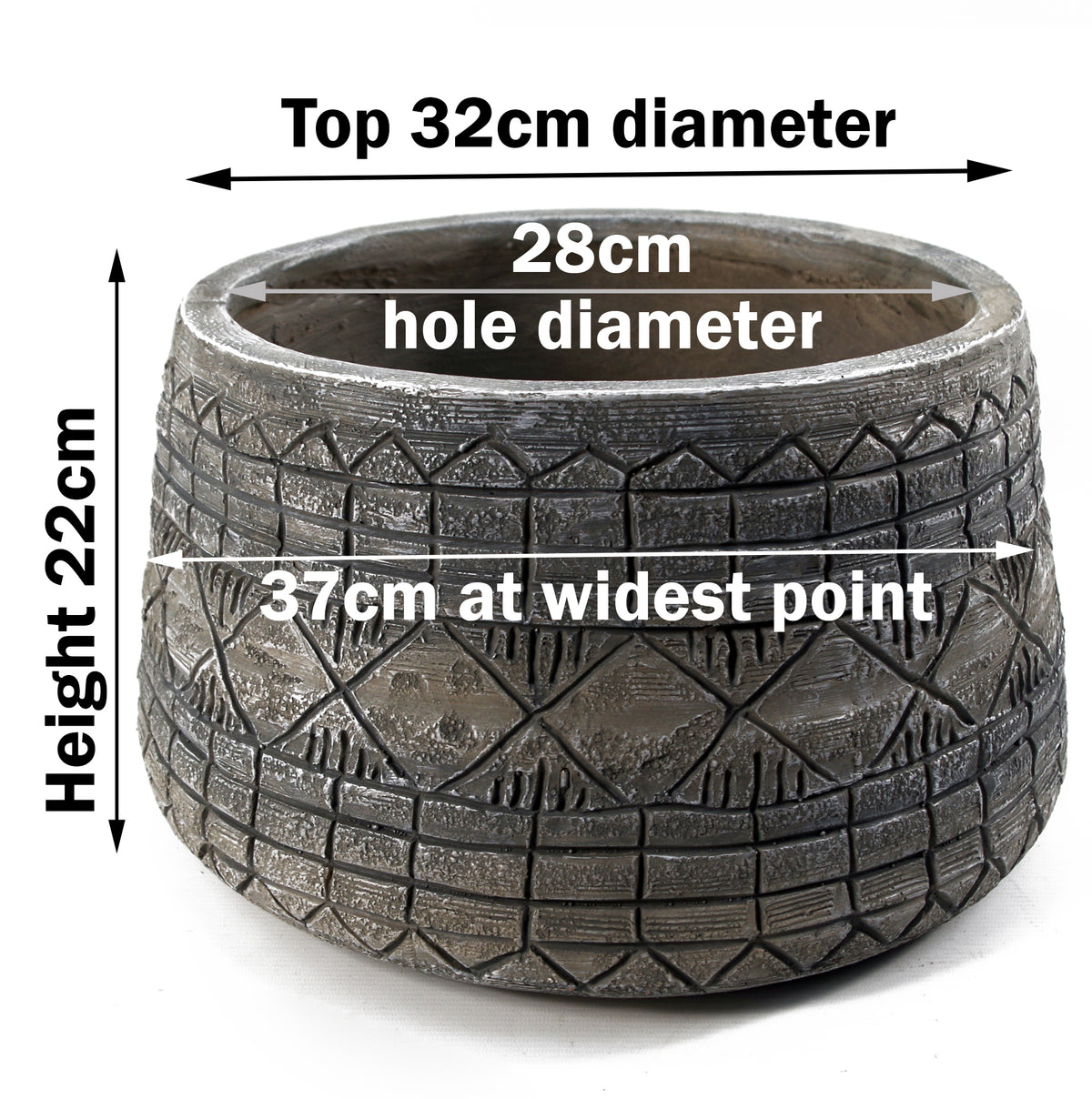 22cm x 37cm Large Grey Gliese Embossed Planter – image 3