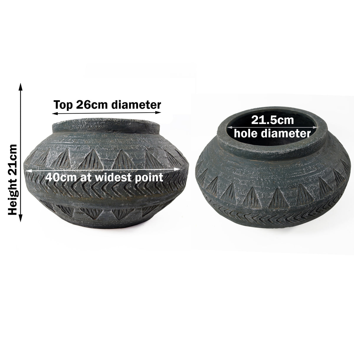 21cm x 40cm Large Grey Gliese Triangle Planter – image 3