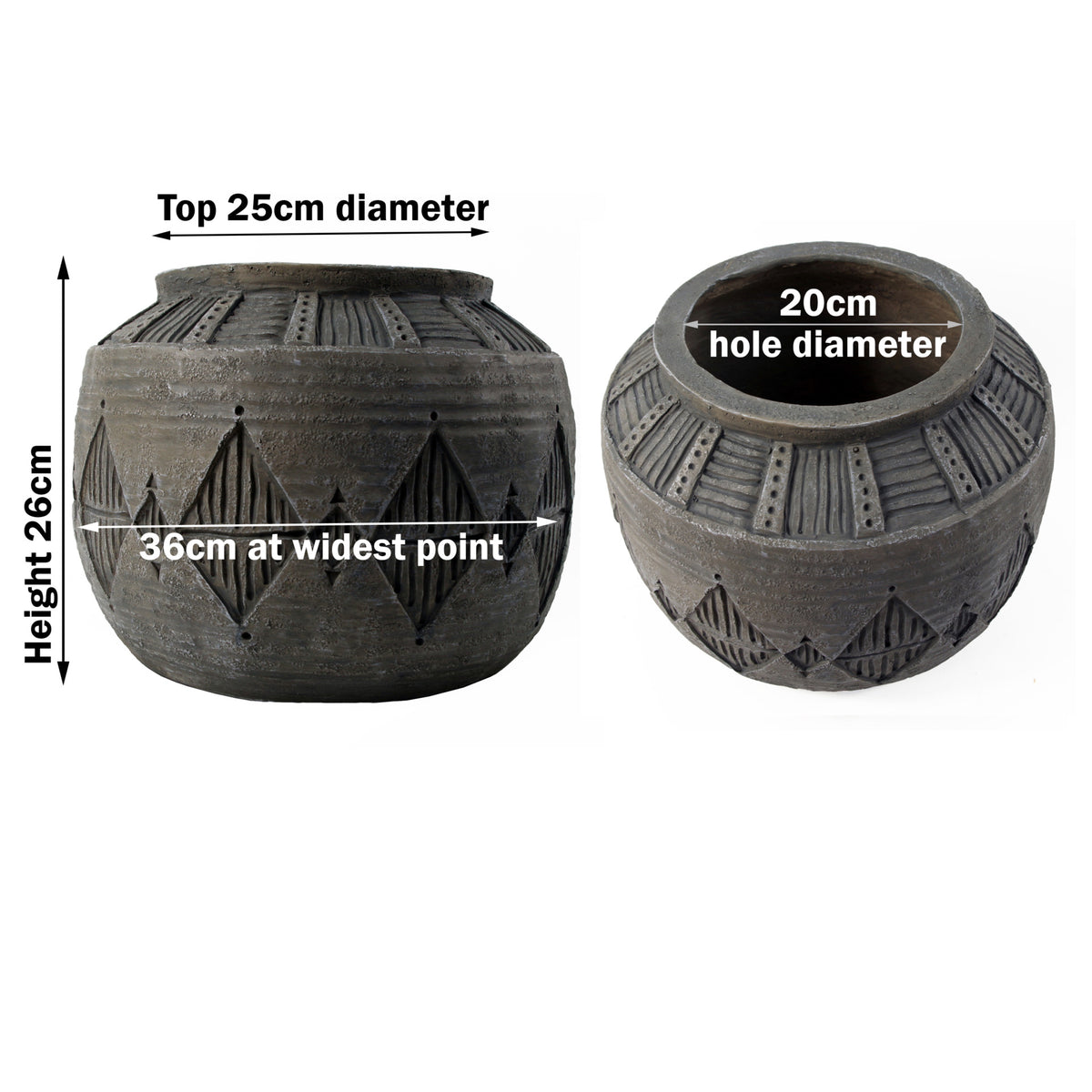 26cm x 36cm Large Grey Gliese Diamond Planter – image 3