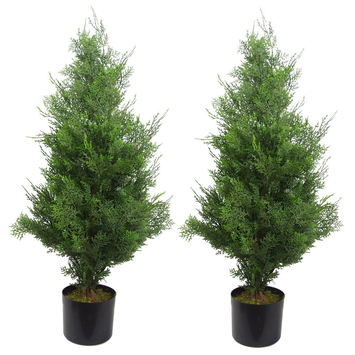 90cm Artificial Cypress Topiary Tree With Natural Wood Trunk – image 5