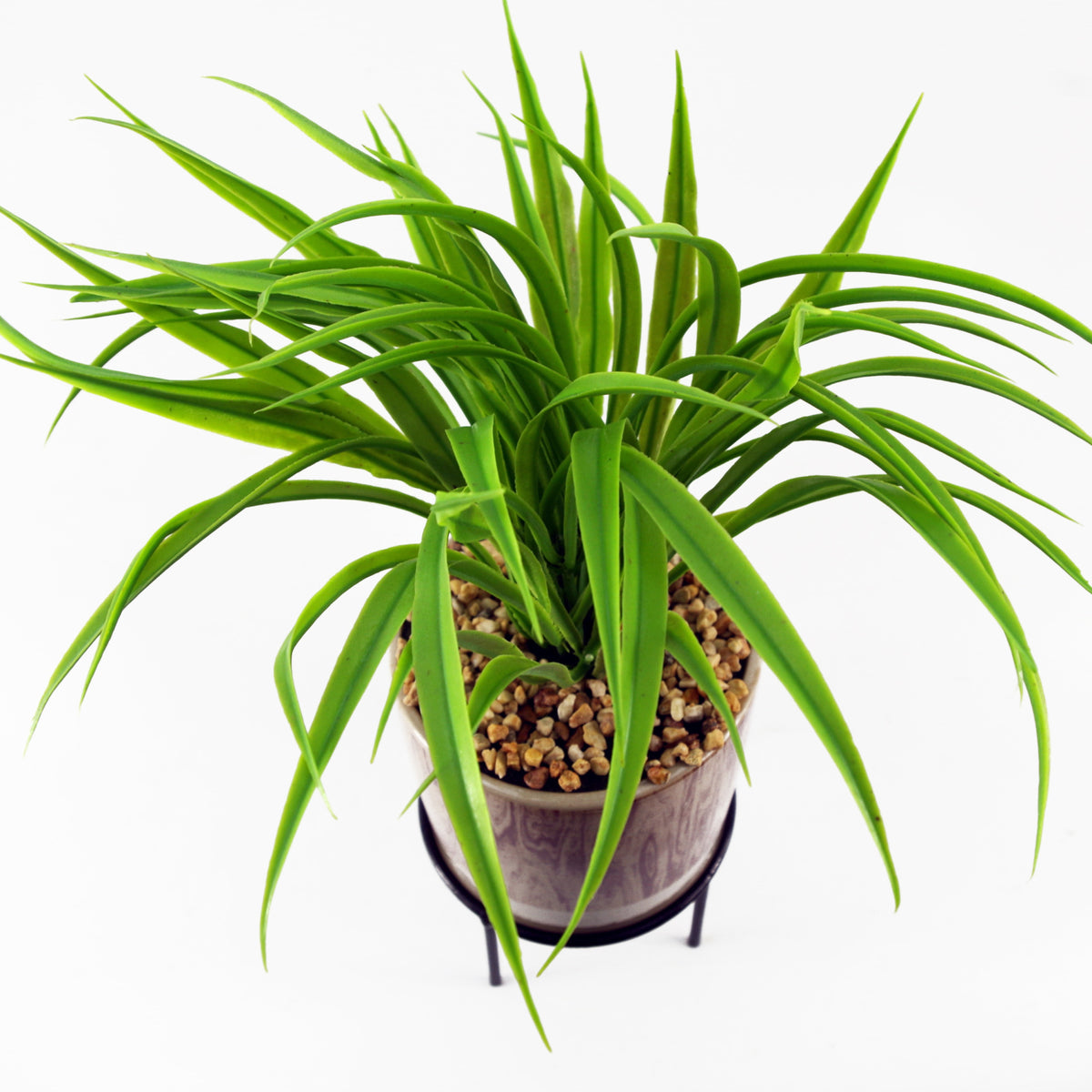 35cm Artificial Grass with Ceramic Planter & Metal Stand – image 3