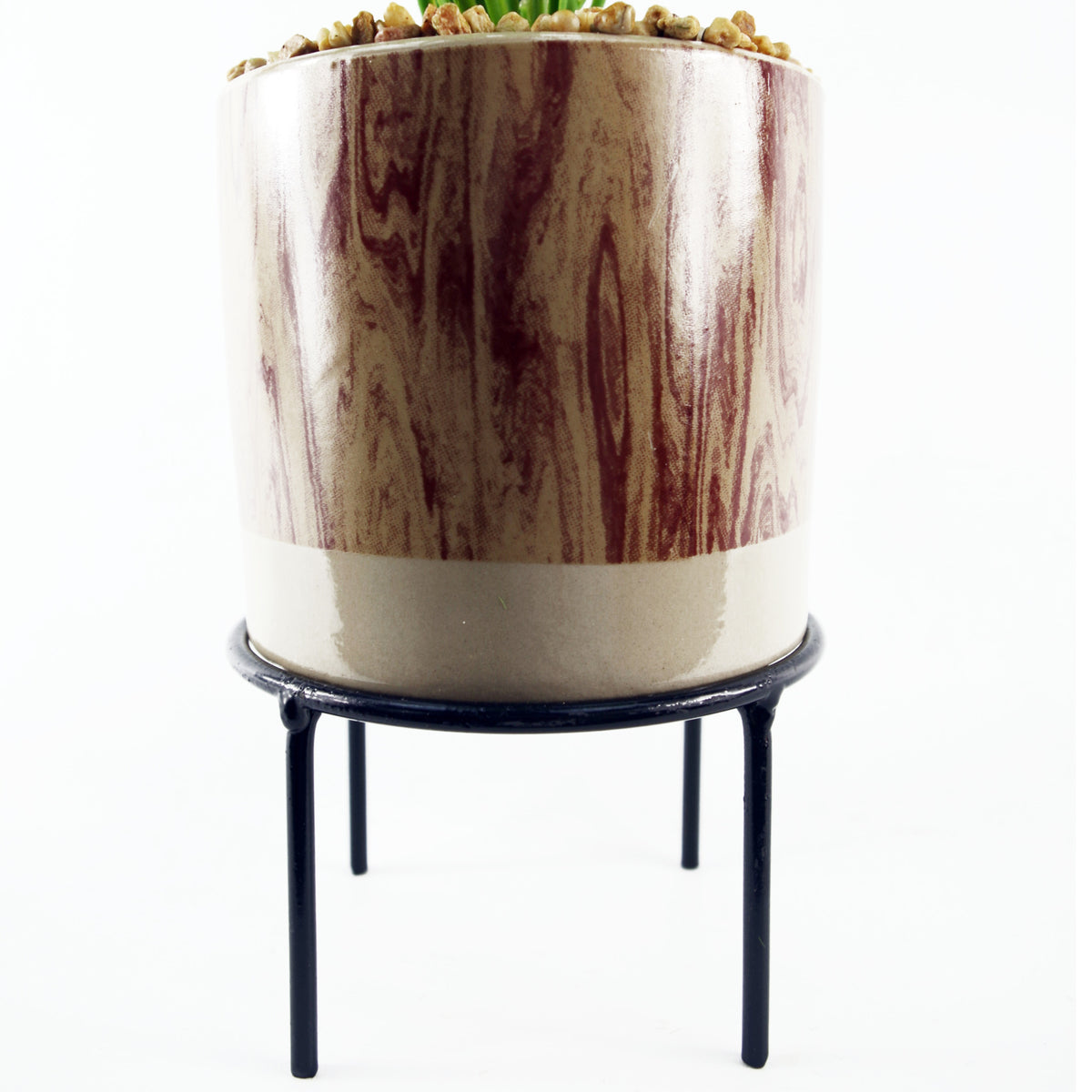 35cm Artificial Grass with Ceramic Planter & Metal Stand – image 7