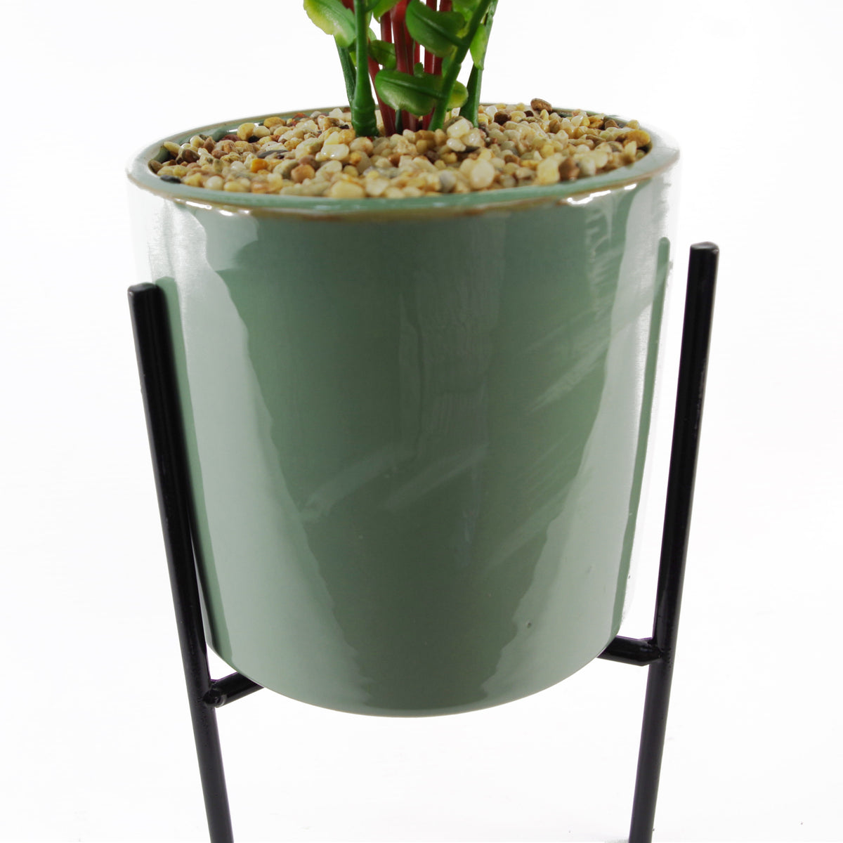40cm Artificial Fern with Ceramic Planter & Stand – image 5