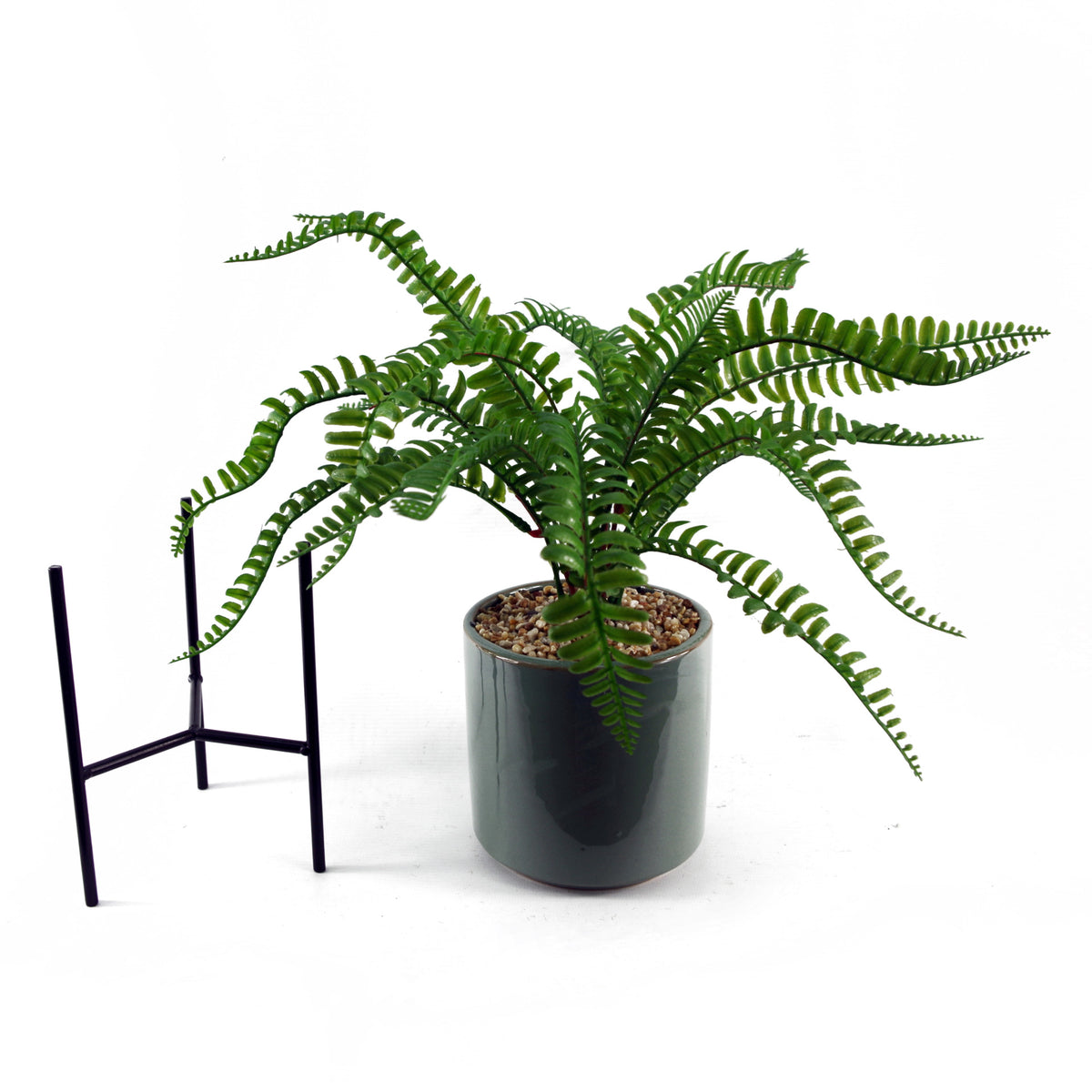 40cm Artificial Fern with Ceramic Planter & Stand – image 7