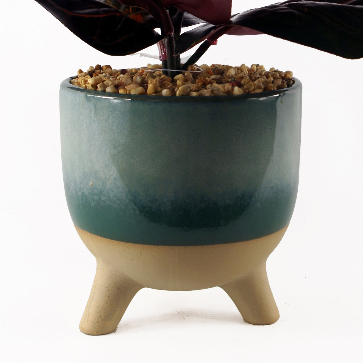 35cm Artificial Ficus Plant with Teal Blue Green Ceramic Planter – image 2
