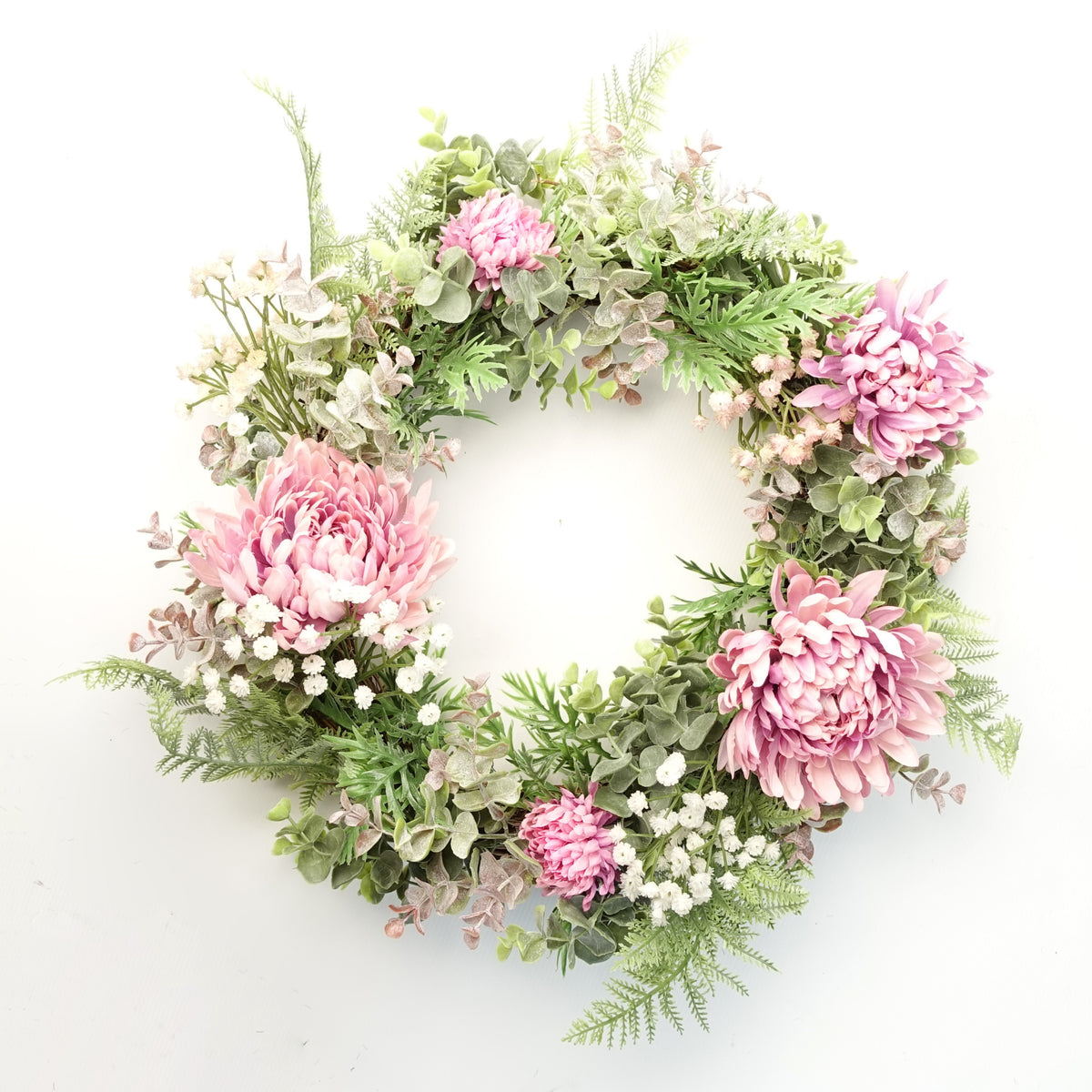 45cm Artificial Pink Floral Wreath – image 8