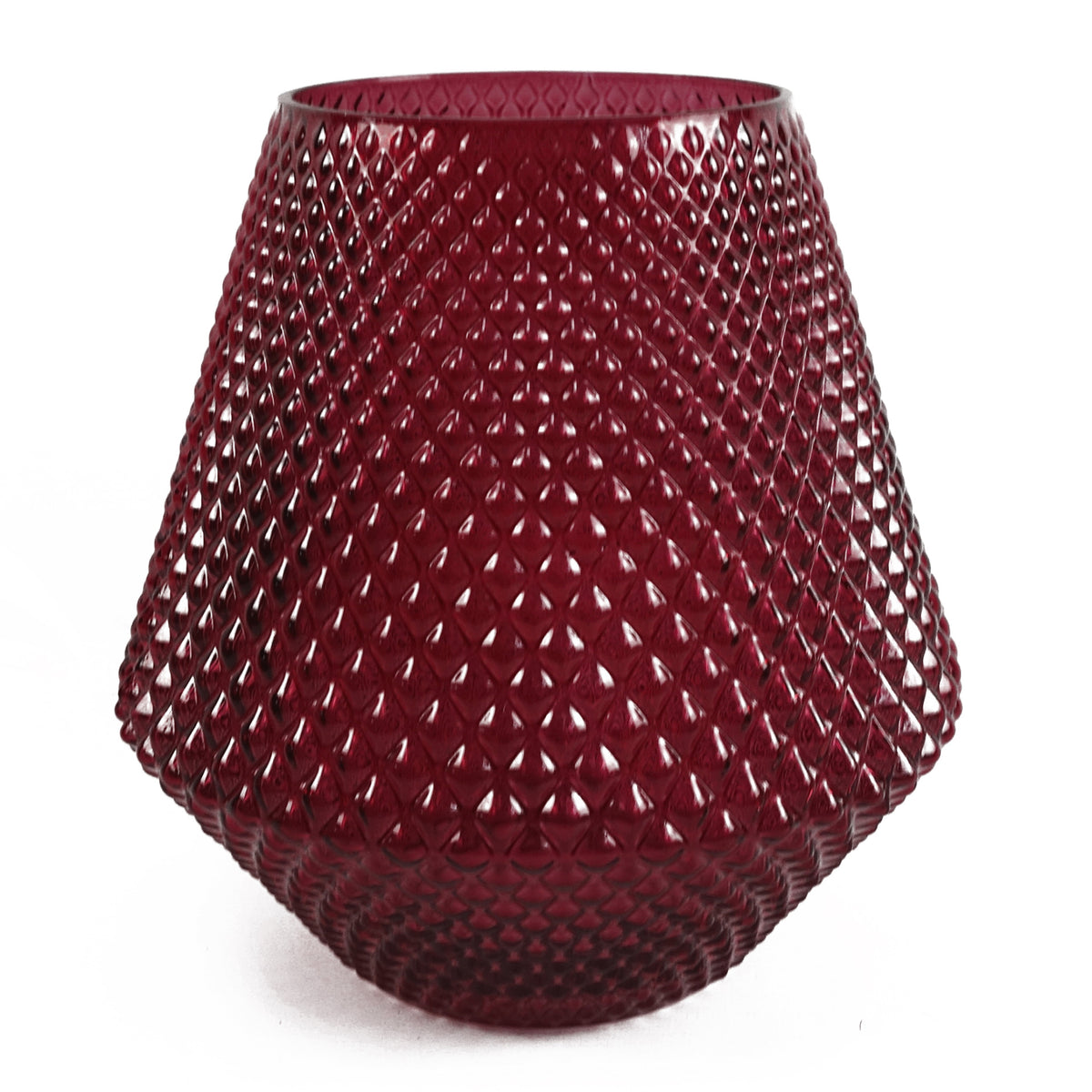 23cm Diamond Embossed Pink Glass Vase – image 4