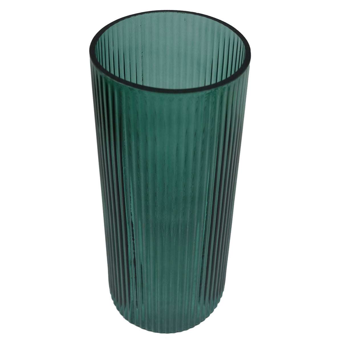 28cm Green Ridged Glass Vase – image 4